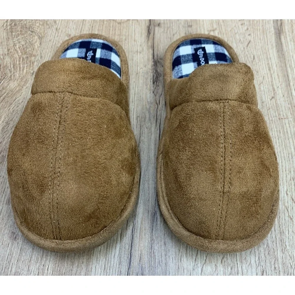 Dockers Kids Brown Split Toe Slippers Plaid Insoles Brown Kids Size 13 M